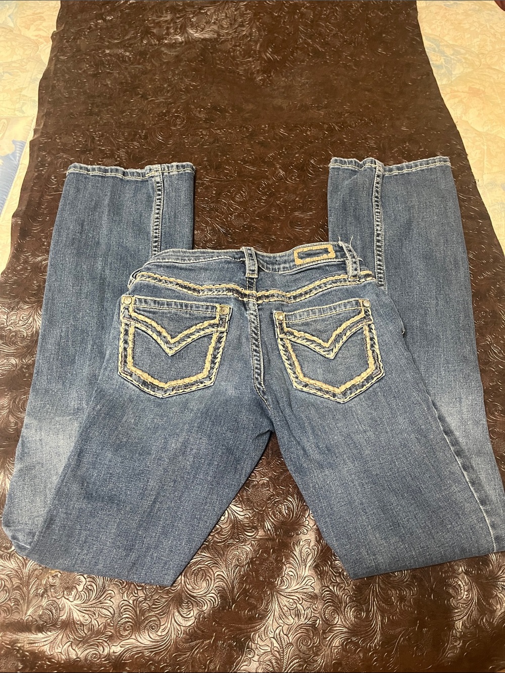Shyanne Medium Blue Bootcut Jeans with Contrast Pocket Trim